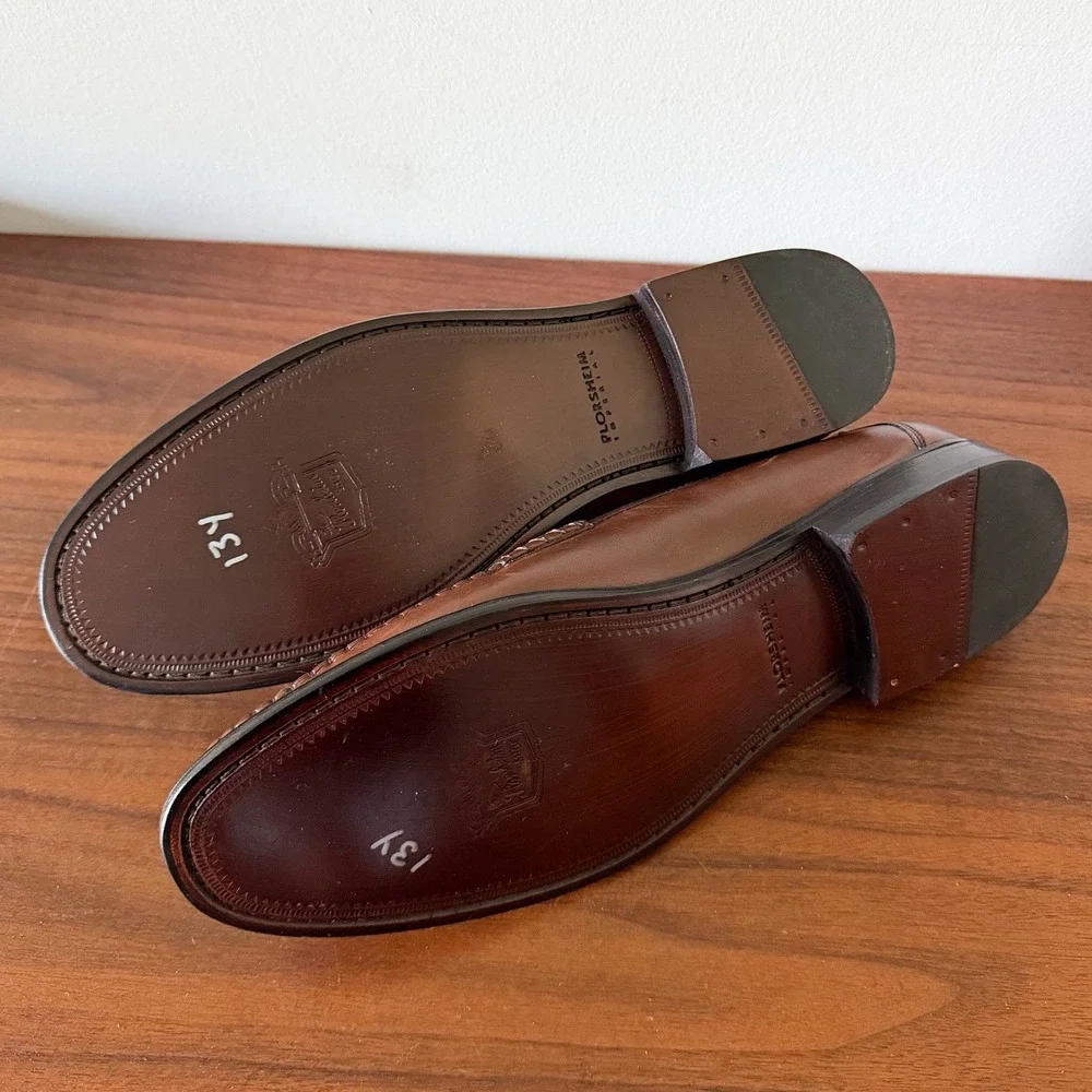 Florsheim Brown Leather Tassel Loafers Moc Toe Dress Shoes Men's Size 13D